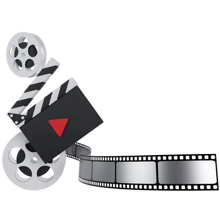 Filmrolle und Filmklappe  3D Illustration