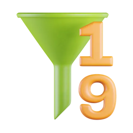 Filtre de tri vert Numéro croissant  3D Icon