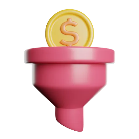 Filtrar Dinheiro Do Funil 3D Icon