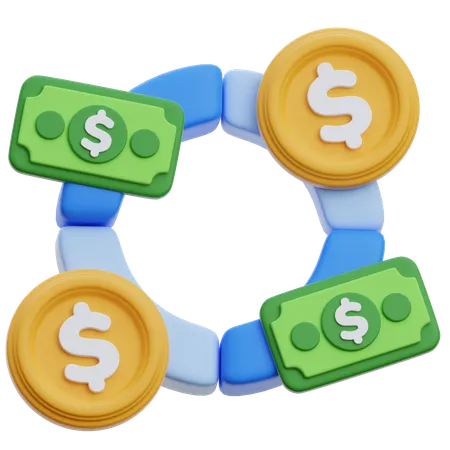 Finance Analysis With Money  3D Icon