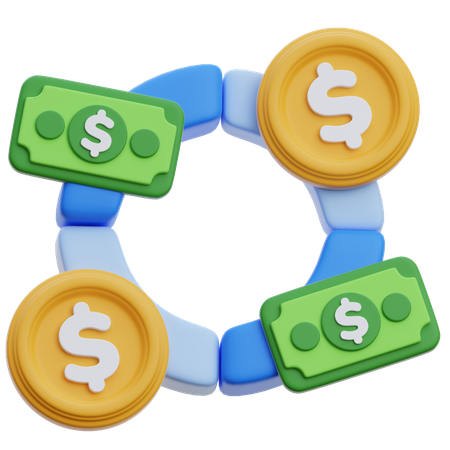 Finance Analysis With Money  3D Icon