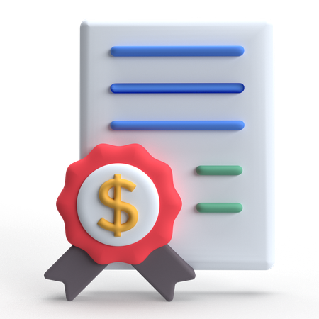 Finance Certificate  3D Icon