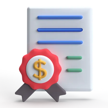 Finance Certificate  3D Icon