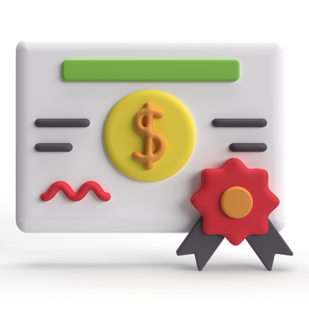 Finance Certificate  3D Icon