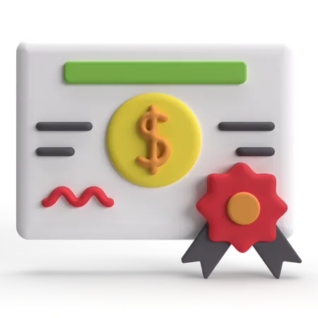 Finance Certificate  3D Icon