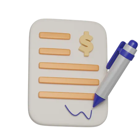 Clipboard With A Financial Contract And A Pen 3 D Icon Financial And Banking 3 D Illustration 3D Icon