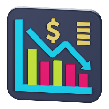 Finance Down Chart  3D Icon
