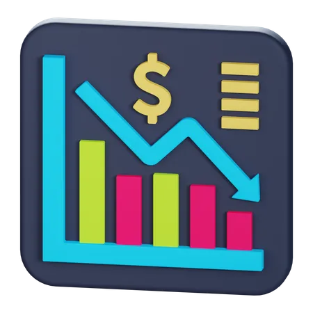 Finance Down Chart  3D Illustration