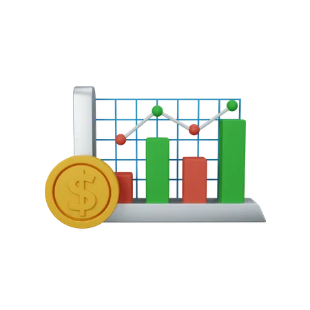 3 D Rendering Finance Graph Isolated Useful For Business Currency Economy And Finance Design 3D Icon