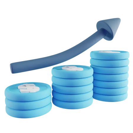 3 D Ilustration Of Finance Growth With Blue Color 3D Icon
