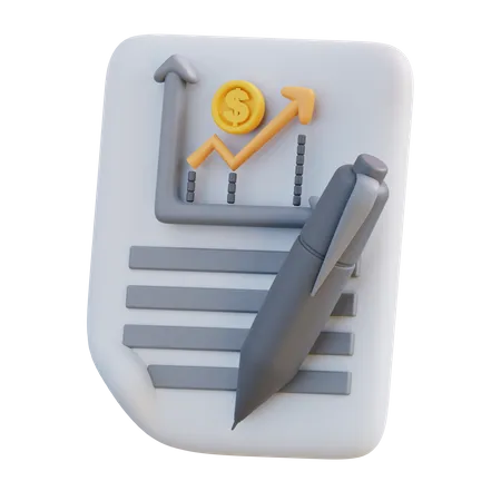 3 D Illustration Of Financial Graphic Document 3D Icon