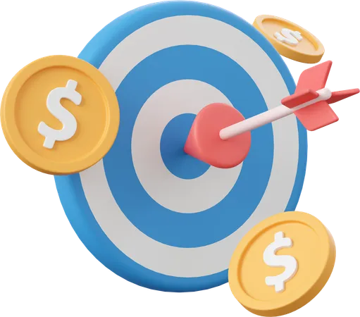 Target Board With Dollar Coin 3 D Illustration Of Investment Concept 3D Icon