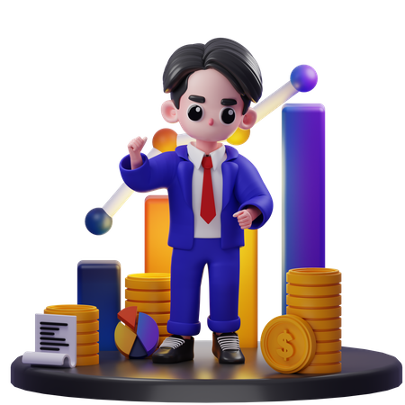 Financial Advisor doing Congratulation  3D Illustration