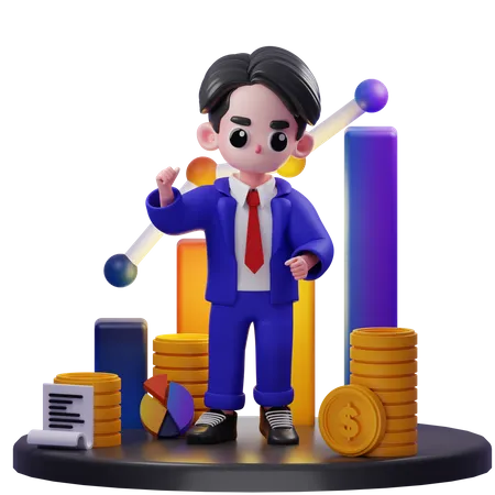 Financial Advisor doing Congratulation  3D Illustration