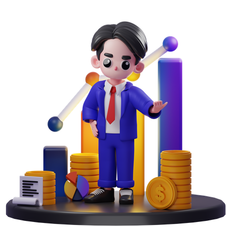 Financial Advisor Pointing Next  3D Illustration