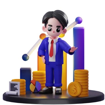 Financial Advisor Pointing Next  3D Illustration