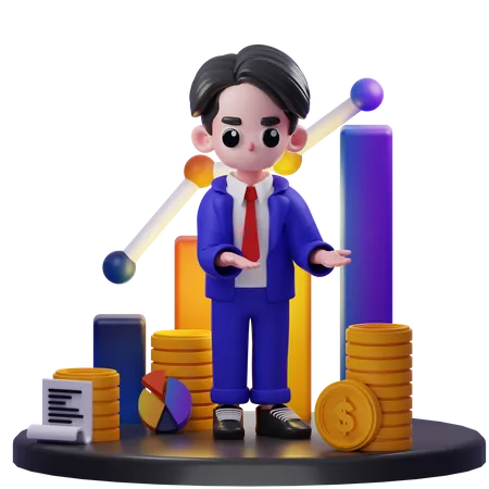 Financial Advisor Pointing Something  3D Illustration