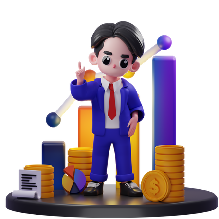 Financial Advisor Pointing Up  3D Illustration