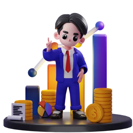 Financial Advisor Pointing Up  3D Illustration