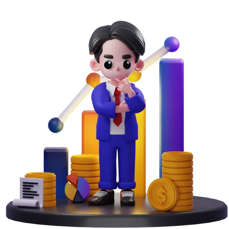 Financial Advisor thinking something  3D Illustration