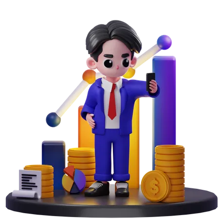 Financial Advisor Using Phone  3D Illustration