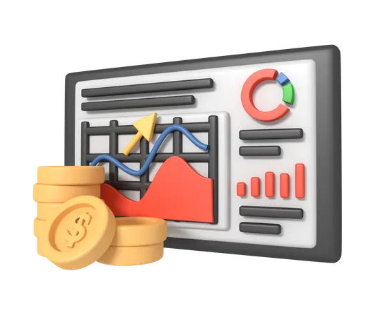 Financial Analyzing Graphs Charts And Diagram Other Data Concept 3D Icon