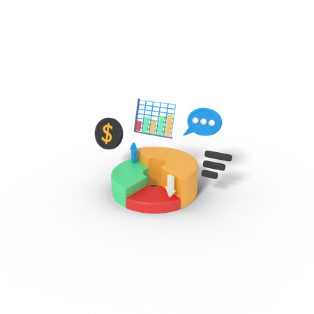 3 D Illustration Of Chart Pie Up And Down 3D Icon