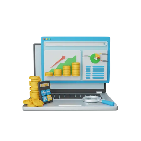 3 D Rendering Financial Analysis Isolated Useful For Business Economy Technology And Finance Design 3D Icon