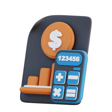 3 D Illustration Of Financial Calculator Document 3D Icon