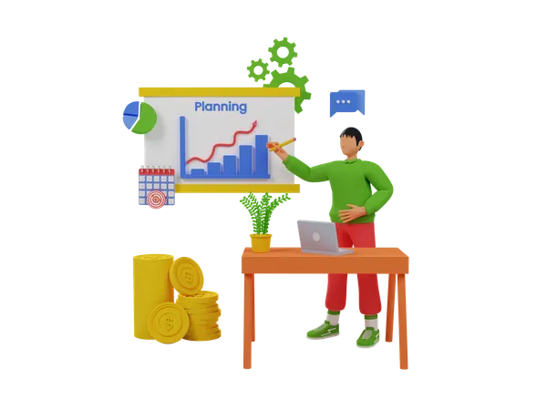 Financial analyst planning  3D Illustration