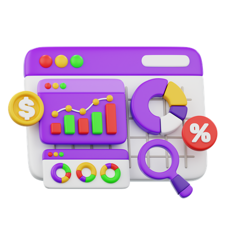 Financial Analytics Dashboard  3D Icon