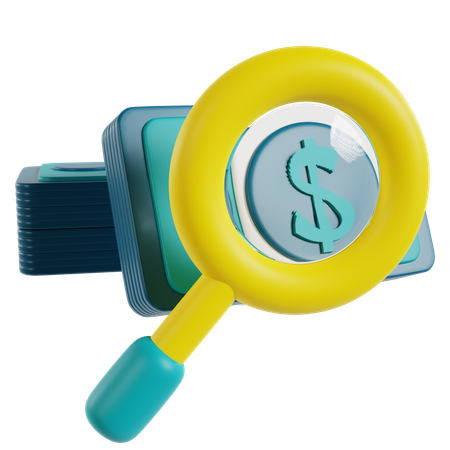 Financial And Banking Magnifying Money  3D Icon