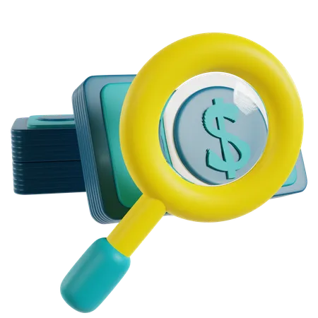 Financial And Banking Magnifying Money  3D Icon