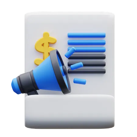 3 D Illustration Promotional Budget Document And Megaphone 3D Icon