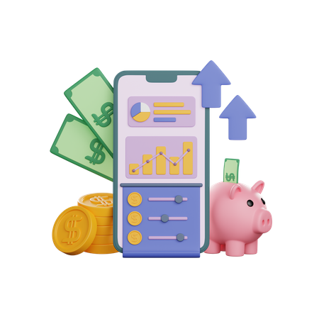 Financial App  3D Illustration