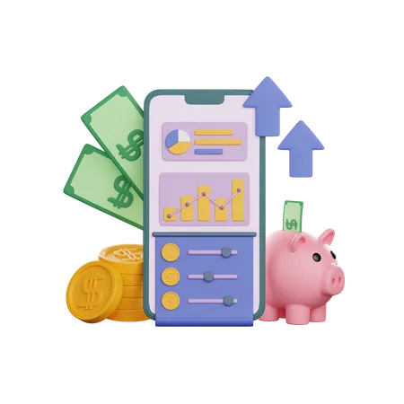 Financial App  3D Illustration