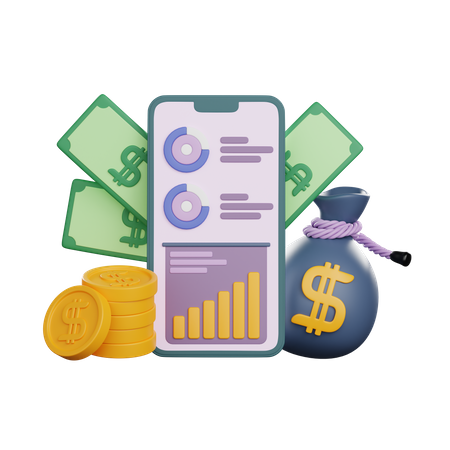 Financial App  3D Illustration