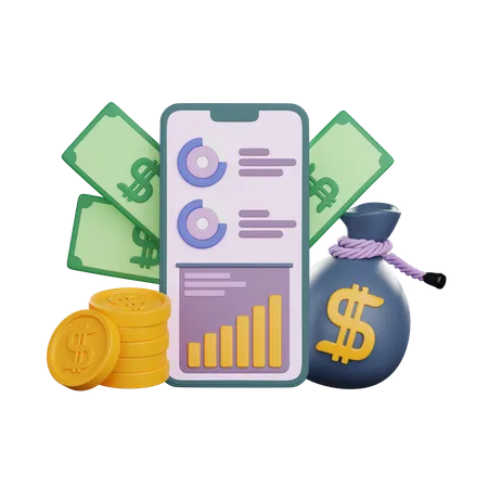 Financial App  3D Illustration