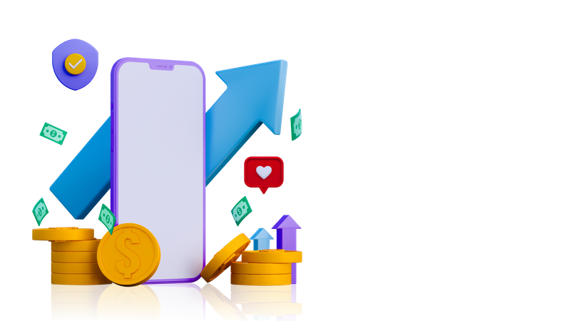 Financial App  3D Illustration