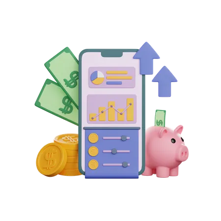 Financial App 3D Illustration