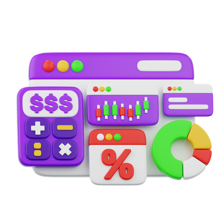 Financial Calculator And Charts  3D Icon