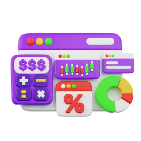 Financial Calculator And Charts  3D Icon