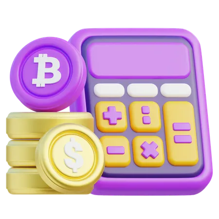 3 D Rendered Image Showcasing A Financial Calculator Alongside Bitcoin And Traditional Gold Coins Symbolizing The Calculation And Analysis Involved In Both Cryptocurrency And Traditional Finance 3D Icon