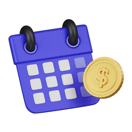 A 3 D Icon Representing A Financial Calendar Paired With A Gold Dollar Coin Indicating Scheduled Payments Earnings Dates Or Financial Planning 3D Icon