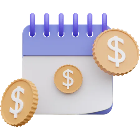 Tax Payment And Calendar With Money Coin 3D Icon