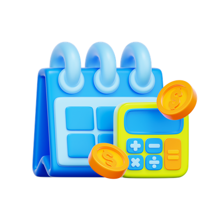 財務カレンダースケジュール  3D Icon