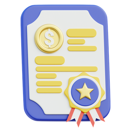 Financial Certificate  3D Icon