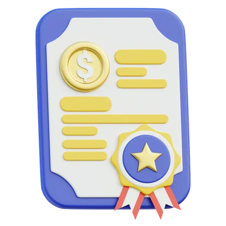 Financial Certificate  3D Icon