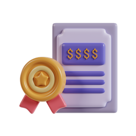 Financial Certificate  3D Icon