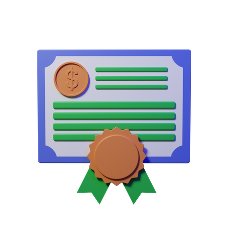 Financial Certificate  3D Icon